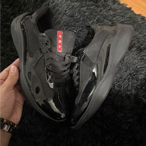 Prada Men's Glossy Black Sneakers